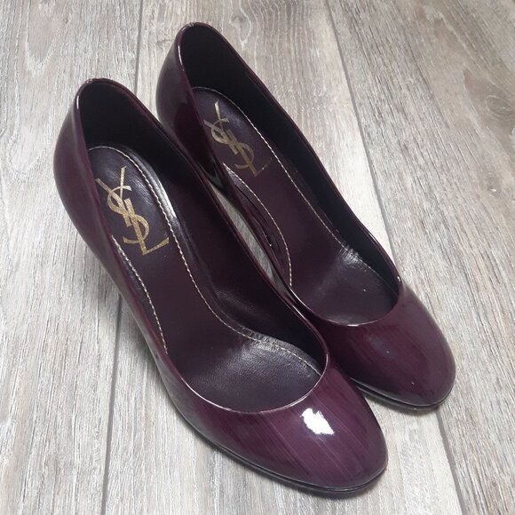 Yves Saint Laurent Purple Ombre Patent Nicole Stilettos Size 37 (6 1/2) - Picture 2 of 13